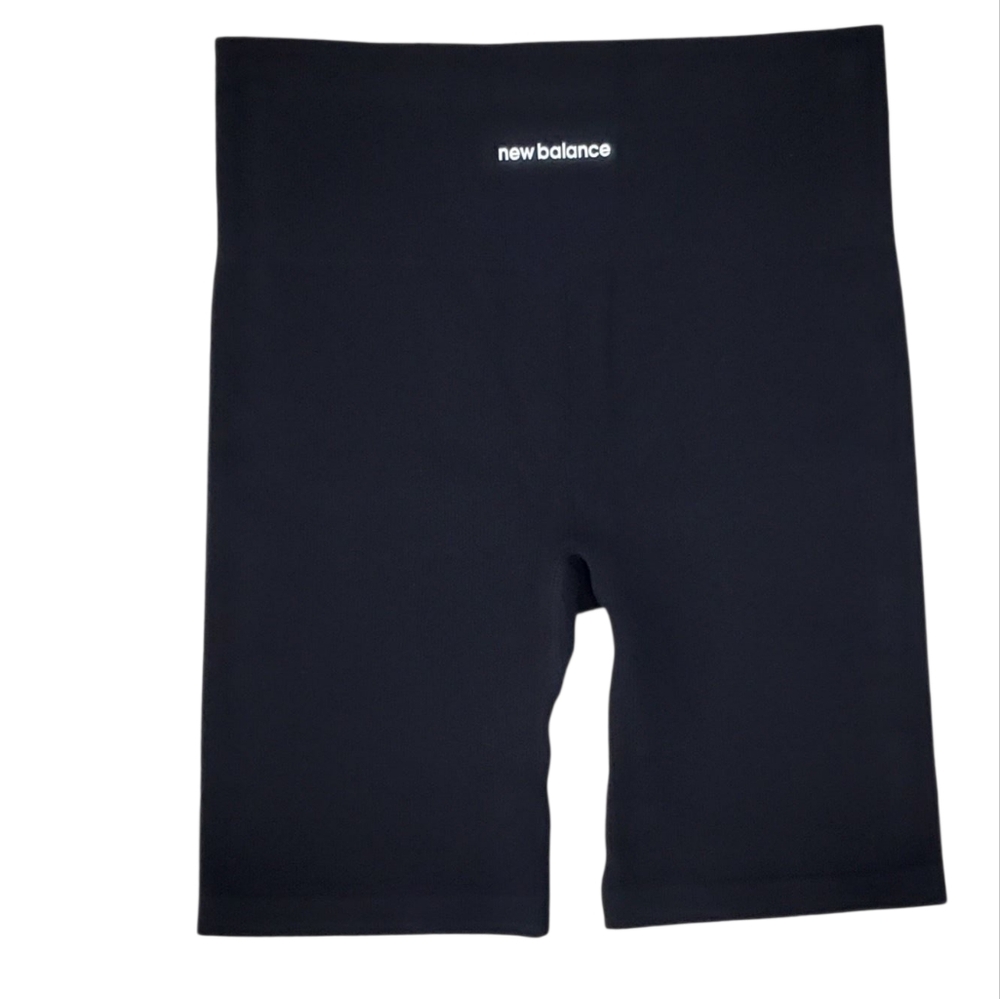 New Balance Black Biker Shorts High Waisted Stretch Ribbed Texture